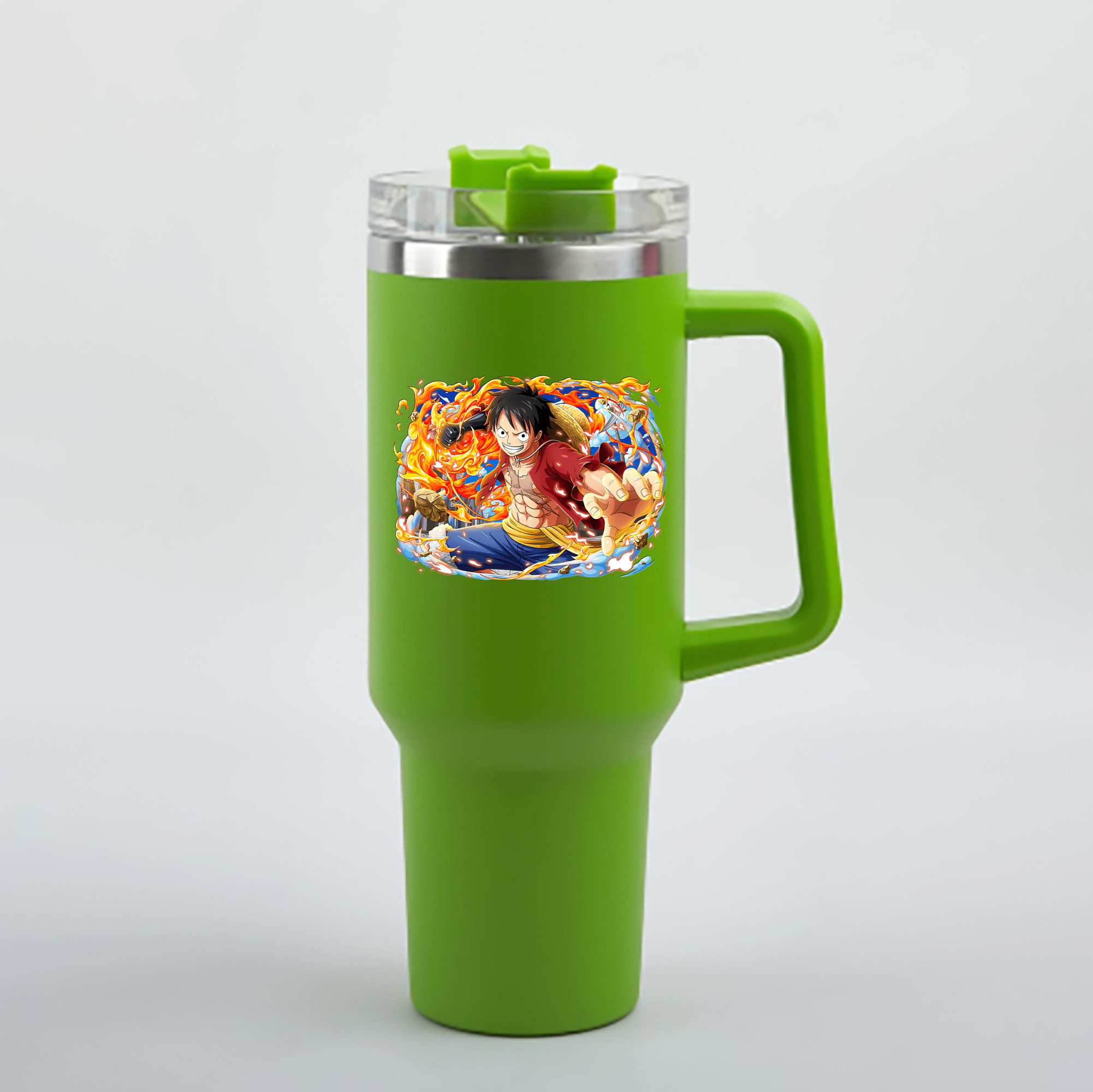 ワンピース モンキー・D・ルフィ ONE PIECE Monkey D. Luffy 1200mL車用タンブラー - クリスタルステッカー（プラスチックストロー付き）